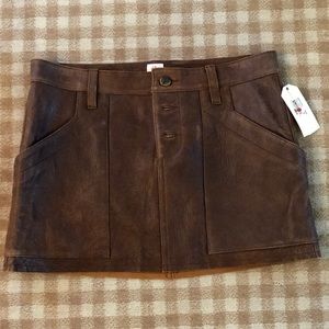 JOIE Brown Leather Mini Skirt